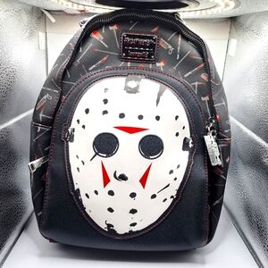 Loungefly x Friday the 13th Jason Mask Black Faux Leather Backpack
